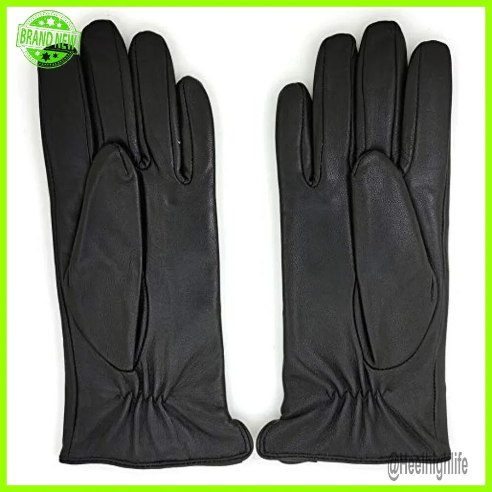 Soft Lambskin Leather Touchscreen Winter Driving Gloves Cashmere Lined
